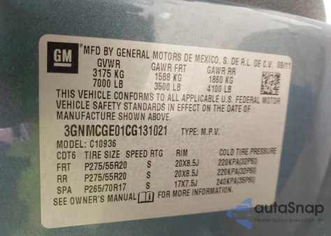 2012 Chevrolet Avalanche 1500 Ltz z USA, uszkodzony, nr VIN 3GNMCGE01CG131021